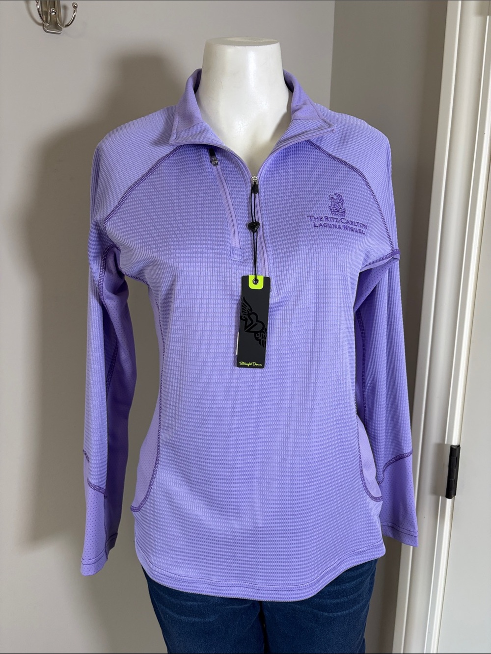 Straight Down Womens Opal Golf Half Zip Top Ritz Carlton Purple Sz S NEW